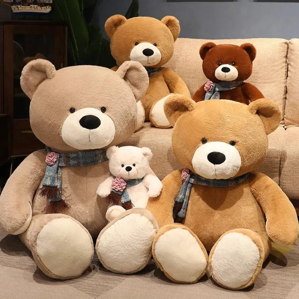 Clearance La compagnie de la peluche Ours en peluche géant brun avec son écharpe
