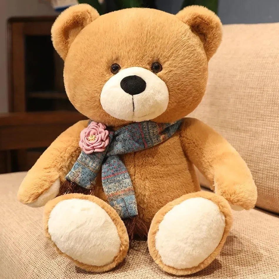 Clearance La compagnie de la peluche Ours en peluche géant brun avec son écharpe