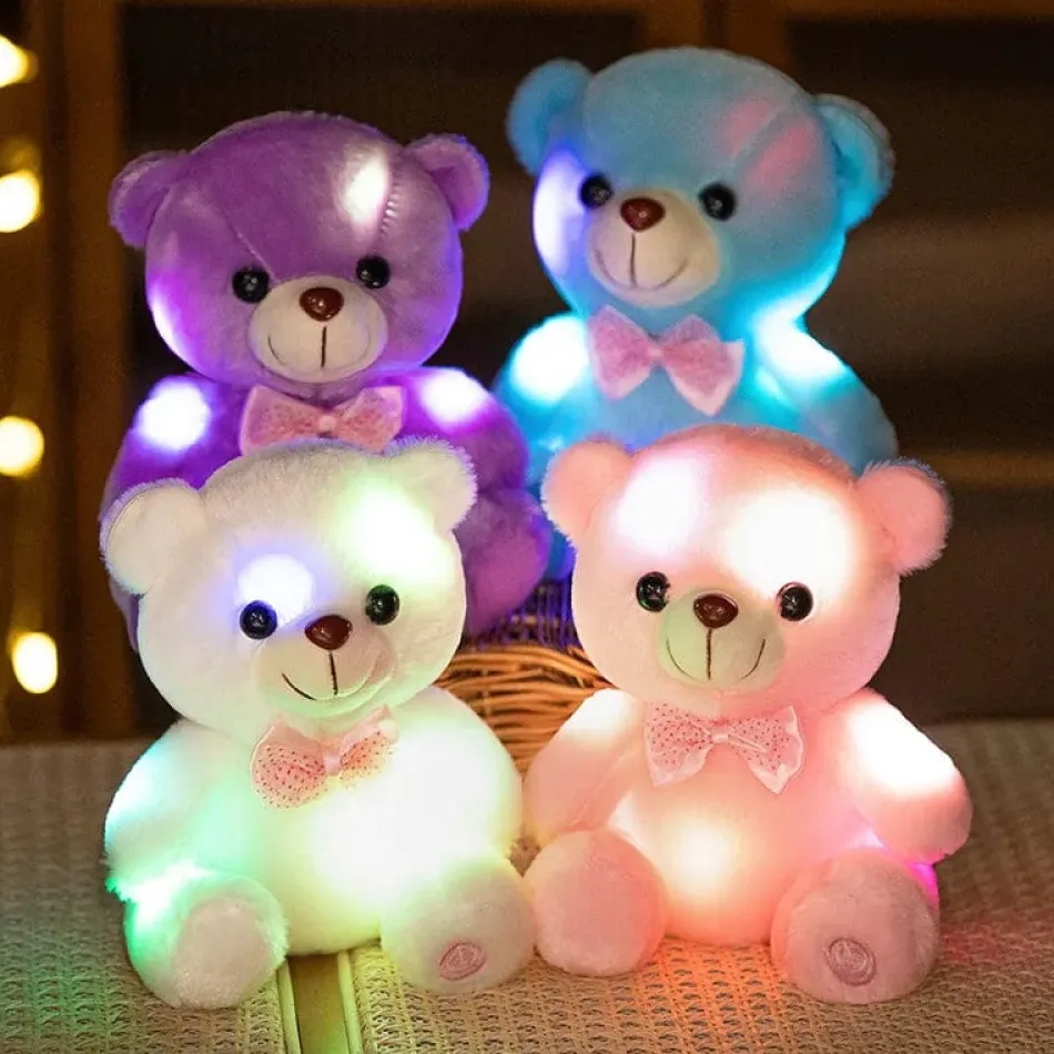 Best La compagnie de la peluche Ours en peluche lumineux avec un nœud de papillon