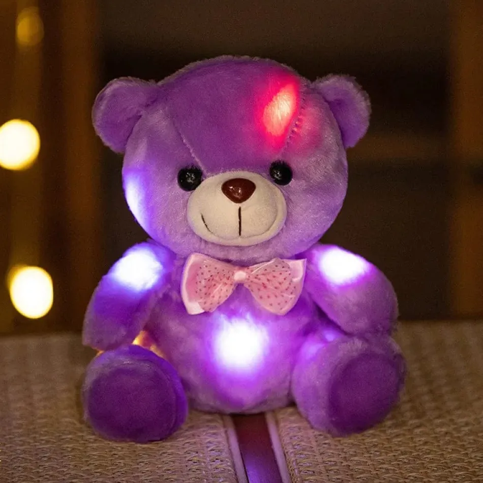 Best La compagnie de la peluche Ours en peluche lumineux avec un nœud de papillon