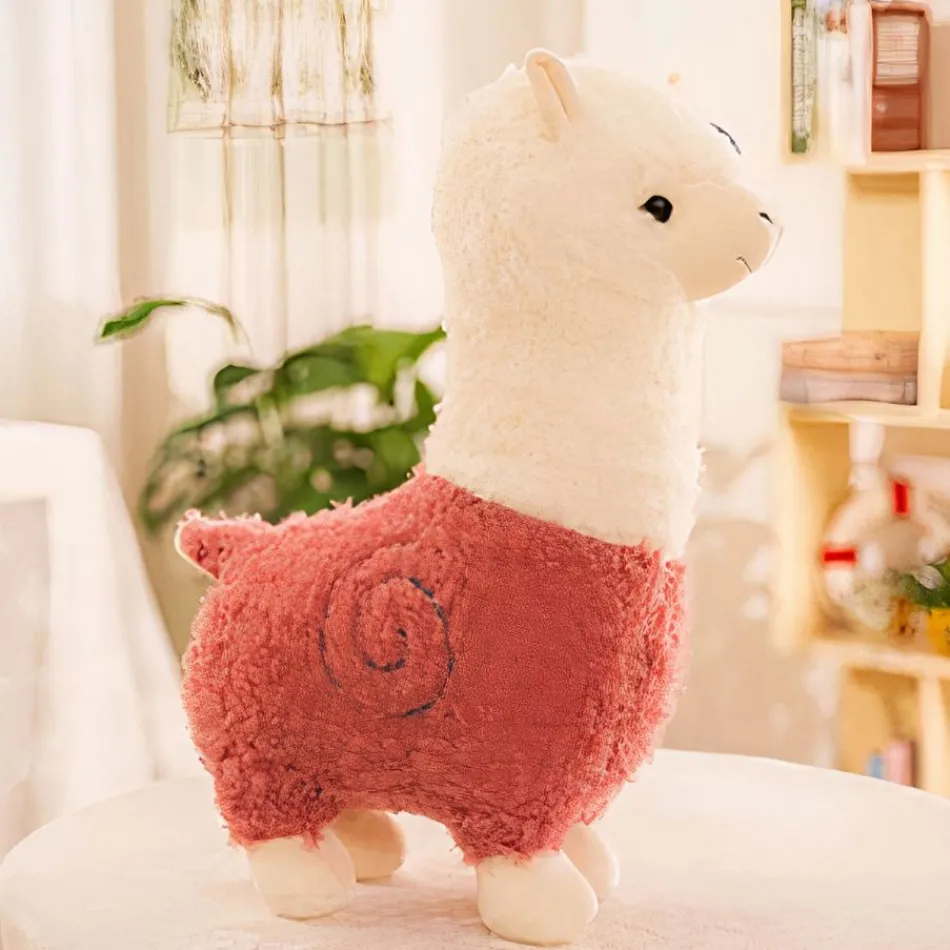 La compagnie de la peluche Peluche alpaga robe colorée doux et câlin enfant