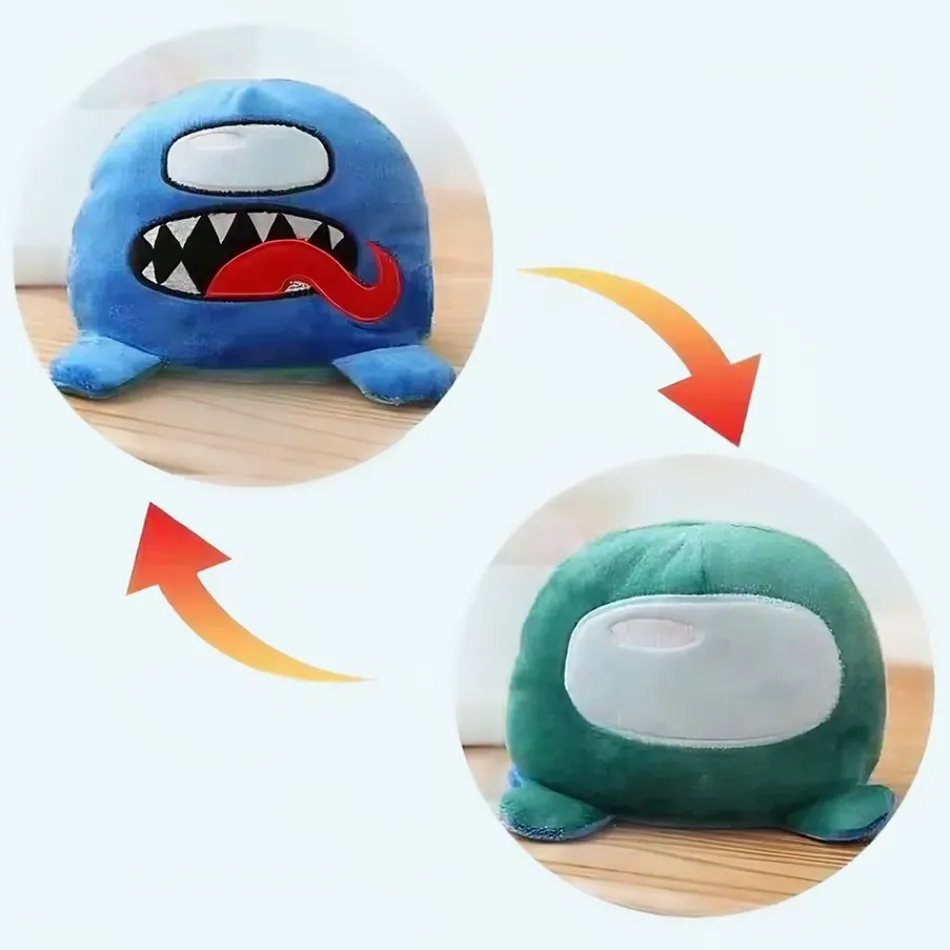 Sale La compagnie de la peluche Peluche Among Us réversible bleu vert amusant enfant