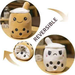 Outlet La compagnie de la peluche Peluche bubble tea réversible gentil ou méchant