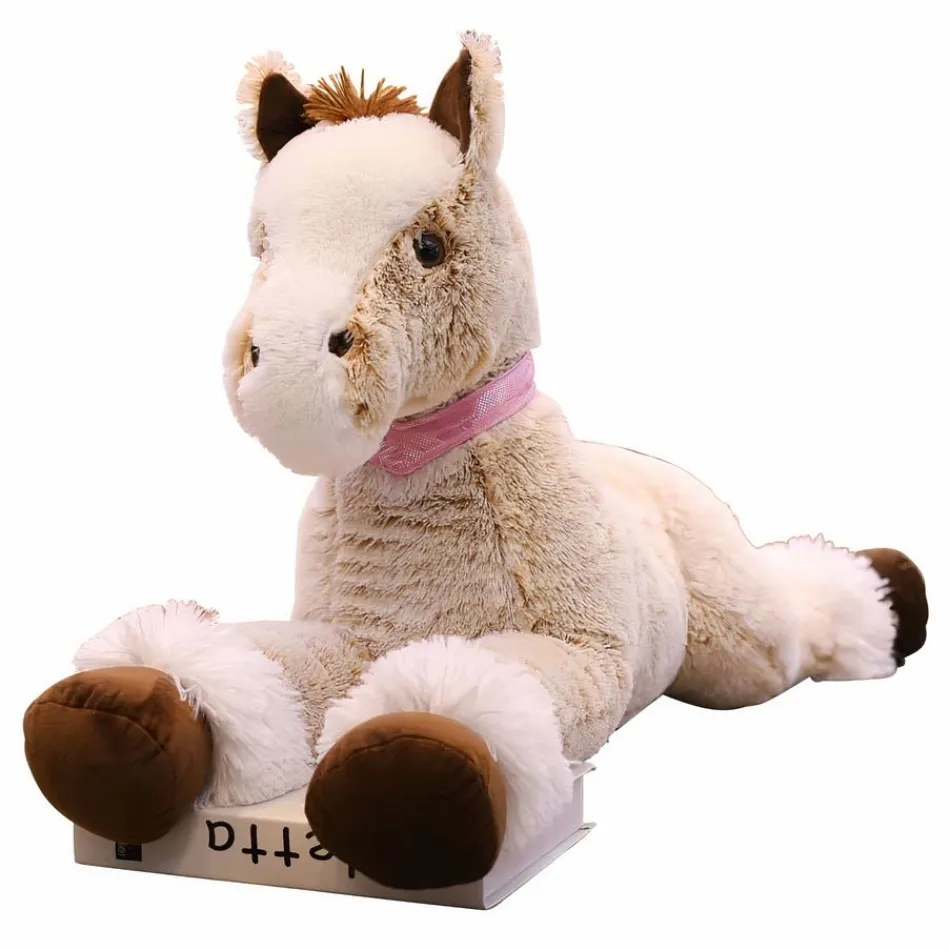 Outlet La compagnie de la peluche Peluche cheval beige doux enfant confort couchage