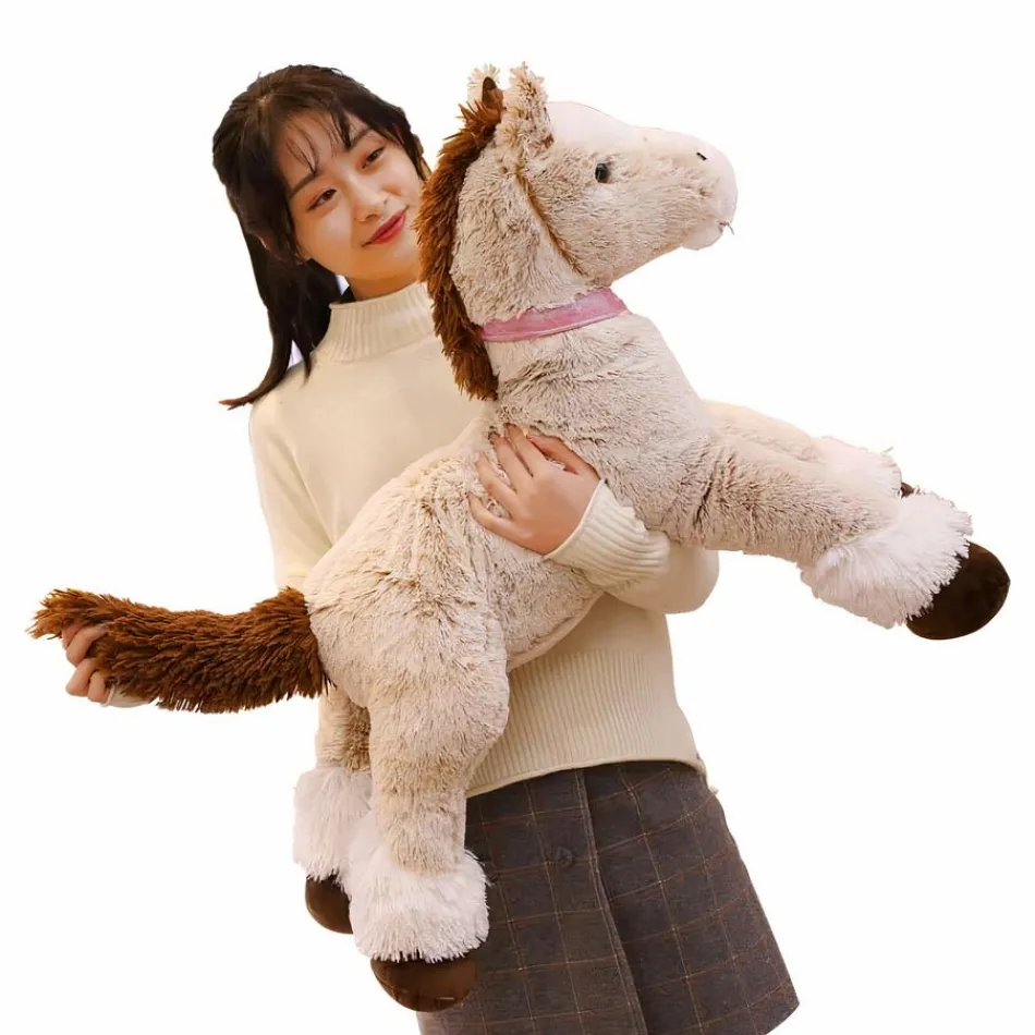 Outlet La compagnie de la peluche Peluche cheval beige doux enfant confort couchage