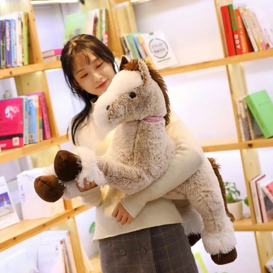 Outlet La compagnie de la peluche Peluche cheval beige doux enfant confort couchage