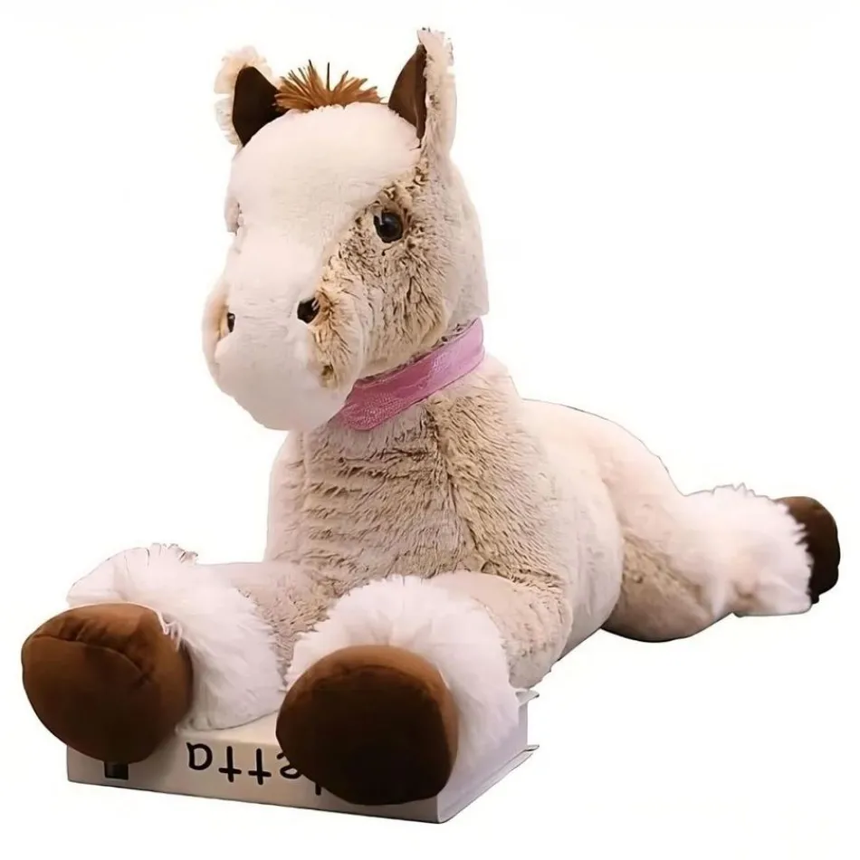 Outlet La compagnie de la peluche Peluche cheval beige doux enfant confort couchage
