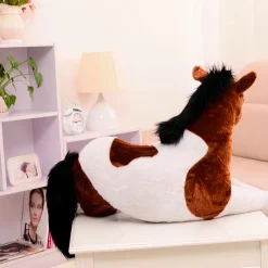 New La compagnie de la peluche Peluche cheval doux blanc marron enfant câlin