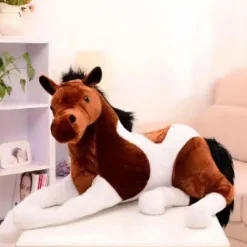 New La compagnie de la peluche Peluche cheval doux blanc marron enfant câlin