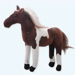 Online La compagnie de la peluche Peluche cheval doux marron blanc câlin enfant