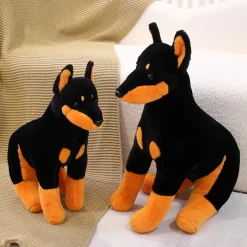 Outlet La compagnie de la peluche Peluche chien doberman noir et marron assis