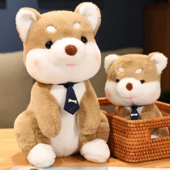 Best La compagnie de la peluche Peluche chien shiba avec un cravate os