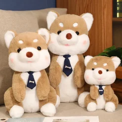 Best La compagnie de la peluche Peluche chien shiba avec un cravate os
