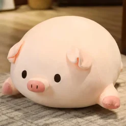 Online La compagnie de la peluche Peluche cochon allongé aux yeux ouverts
