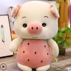 New La compagnie de la peluche Peluche cochon déguisé en fraise