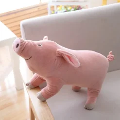 New La compagnie de la peluche Peluche cochon rose mignon et content