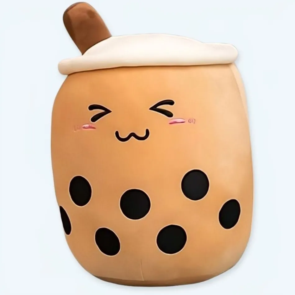 Clearance La compagnie de la peluche Peluche coussin Bubble tea marron doux cocooning