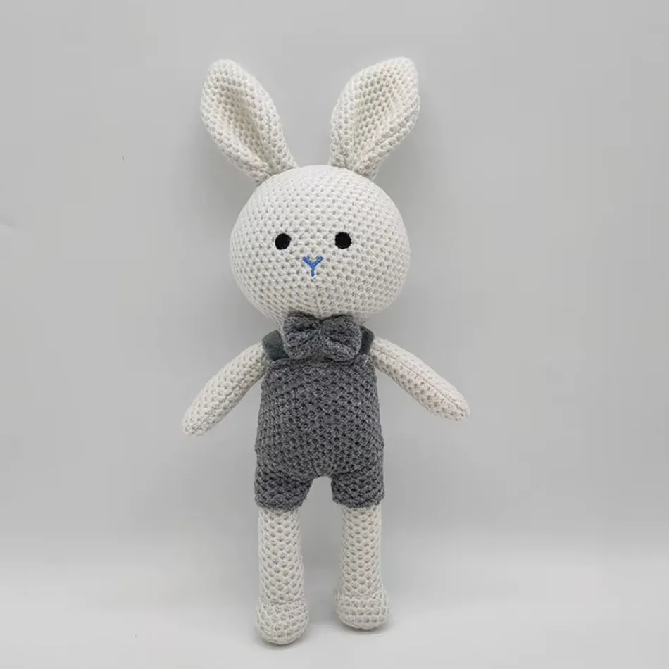 New La compagnie de la peluche Peluche crochet lapin doux enfant câlin univers tendre