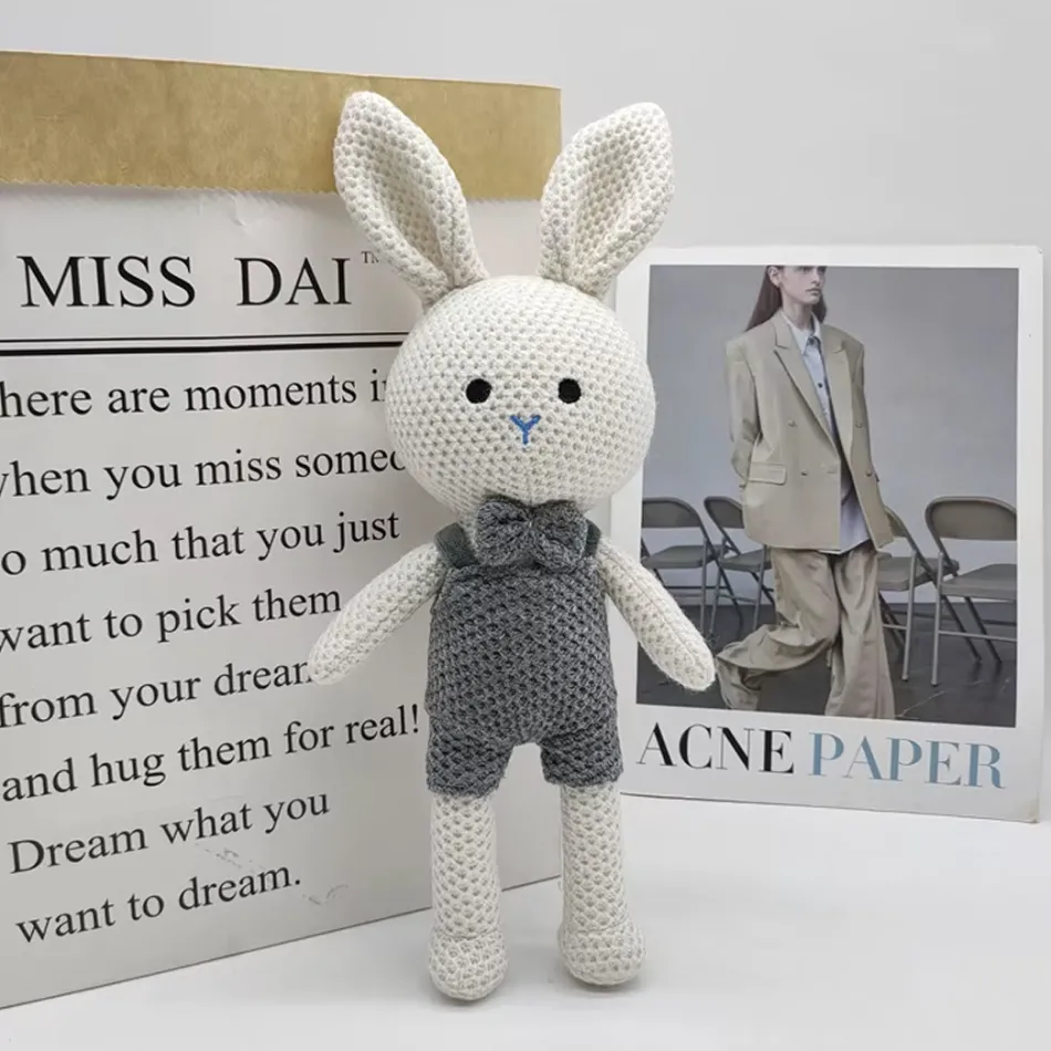 New La compagnie de la peluche Peluche crochet lapin doux enfant câlin univers tendre