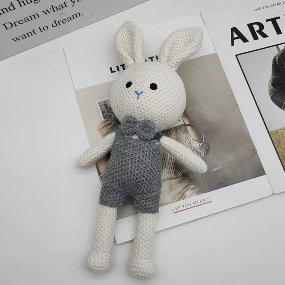 New La compagnie de la peluche Peluche crochet lapin doux enfant câlin univers tendre