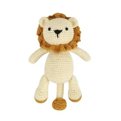 Outlet La compagnie de la peluche Peluche crochet lion blanc et marron