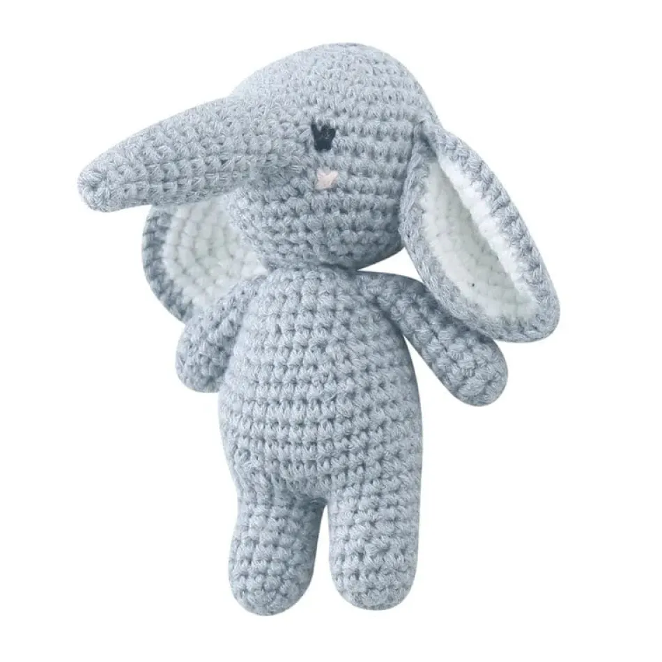 Outlet La compagnie de la peluche Peluche crochet éléphant aux oreilles tombantes