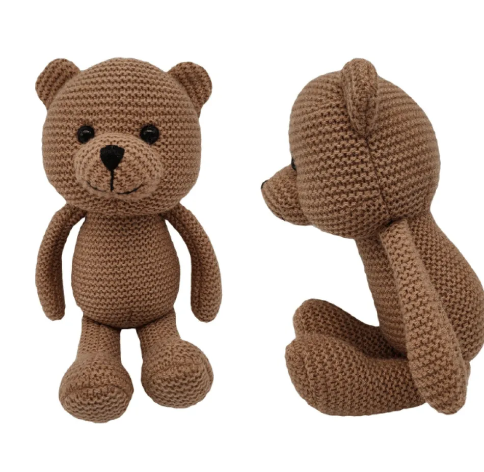 Clearance La compagnie de la peluche Peluche crochet ourson marron et blanc