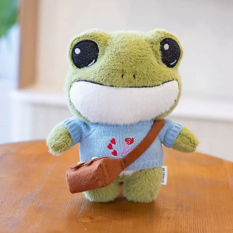 Online La compagnie de la peluche Peluche grenouille verte douce avec pull hiver câlin