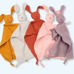 Best La compagnie de la peluche Peluche lapin câlin coton mousseline doux enfant