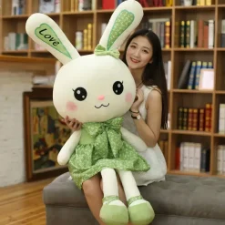 Hot La compagnie de la peluche Peluche lapin géante robe verte douce câline enfant