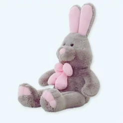 Sale La compagnie de la peluche Peluche lapin gris géante douce câline univers enfant