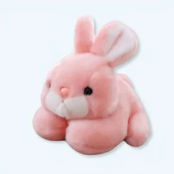 New La compagnie de la peluche Peluche lapin rose câlin enfant doux pelage chaleureux