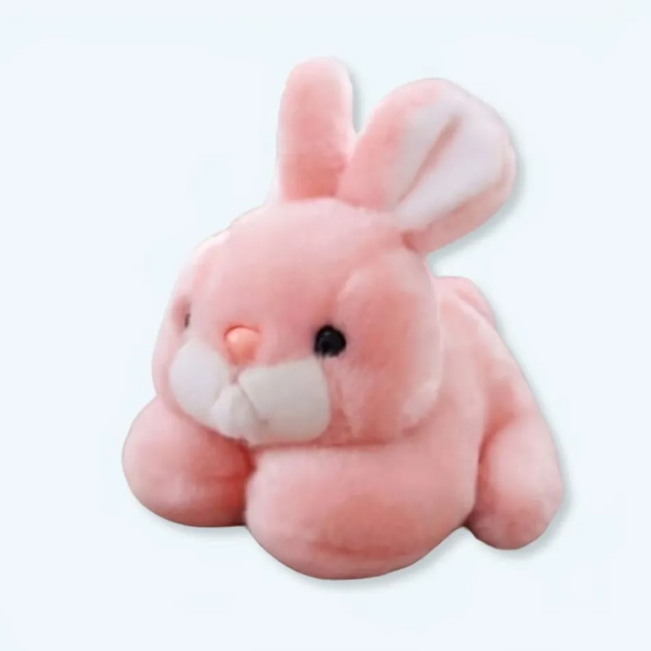New La compagnie de la peluche Peluche lapin rose câlin enfant doux pelage chaleureux