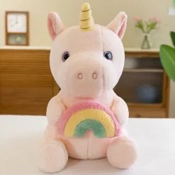 Sale La compagnie de la peluche Peluche licorne arc-en-ciel douce avec corne doré