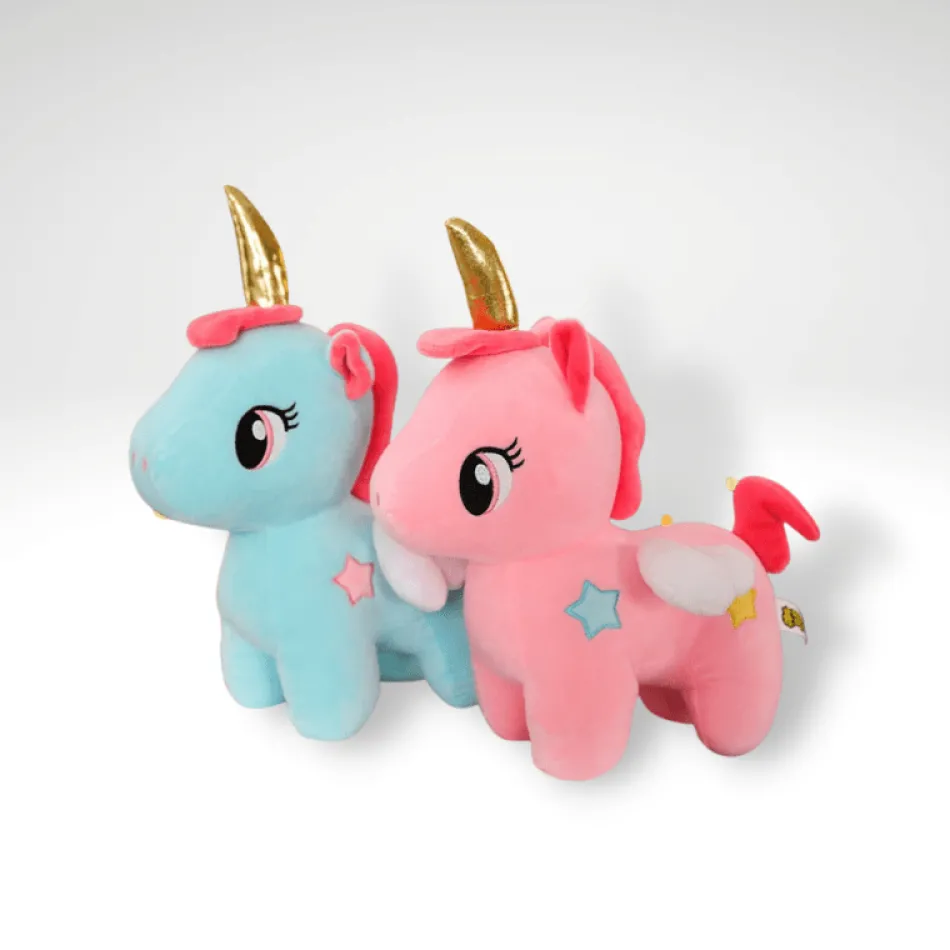 New La compagnie de la peluche Peluche licorne avec un corne doré