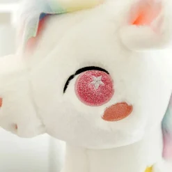 Best La compagnie de la peluche Peluche licorne blanche étoilée avec ailes et corne dorée