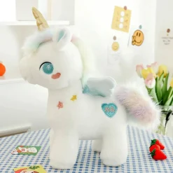 Best La compagnie de la peluche Peluche licorne blanche étoilée avec ailes et corne dorée