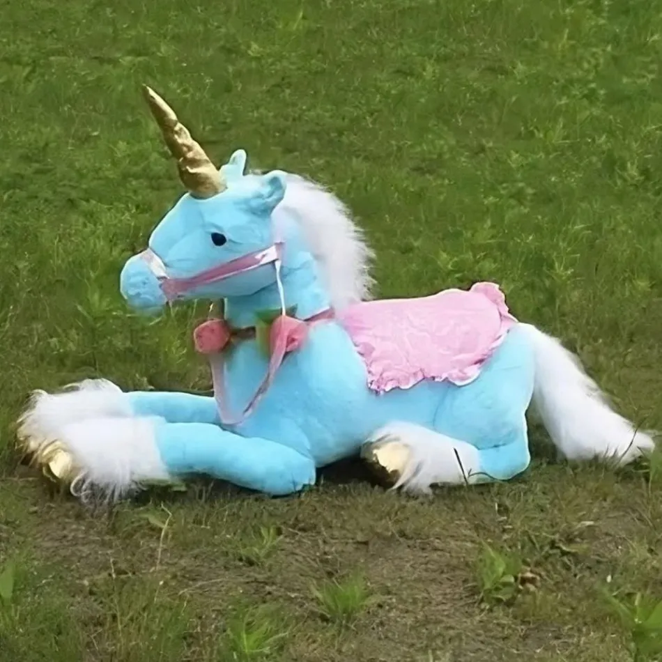 Best La compagnie de la peluche Peluche licorne cheval bleu géant doux enfant rêve