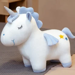 New La compagnie de la peluche Peluche licorne coloré aux yeux fermés avec cornet argenté magiques
