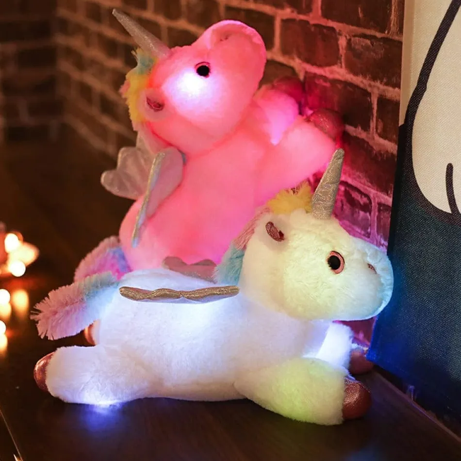 Clearance La compagnie de la peluche Peluche licorne multicolore éclairé