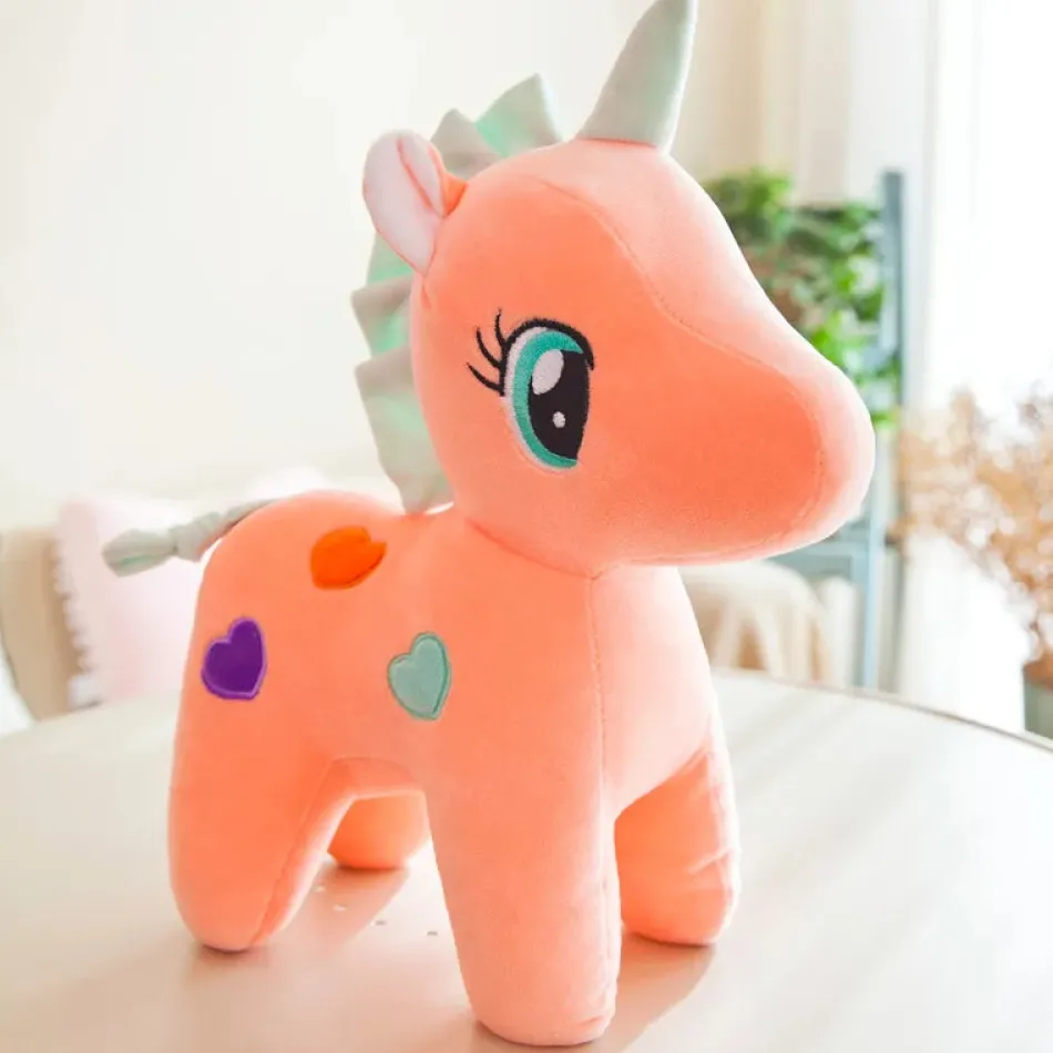 Online La compagnie de la peluche Peluche licorne multicolore avec des cœurs