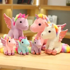 Outlet La compagnie de la peluche Peluche licorne violette à crinière arc-en-ciel magique