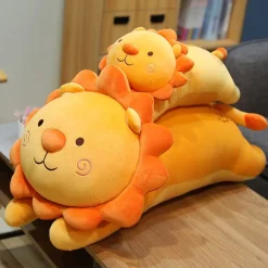 Sale La compagnie de la peluche Peluche lion orange content