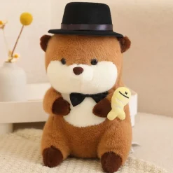Online La compagnie de la peluche Peluche loutre avec un chapeau qui tient un poisson coloré
