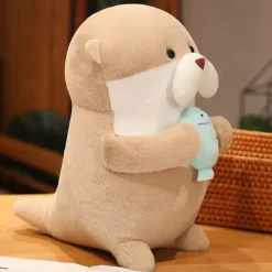 La compagnie de la peluche Peluche loutre tenant un poisson