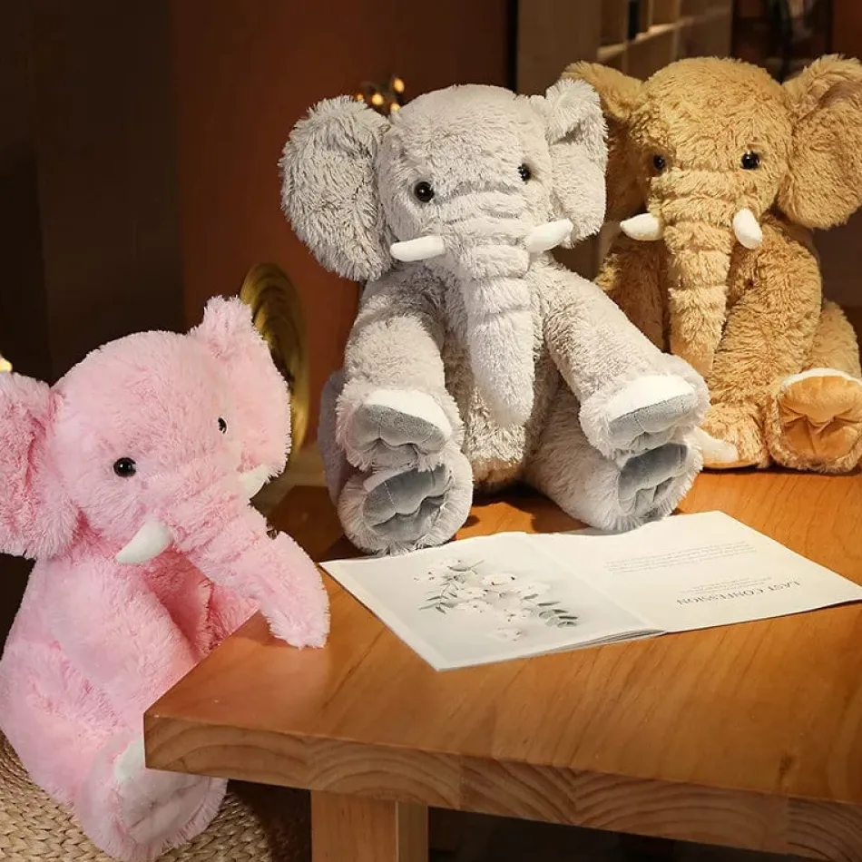Online La compagnie de la peluche Peluche éléphant poilu aux petites défenses