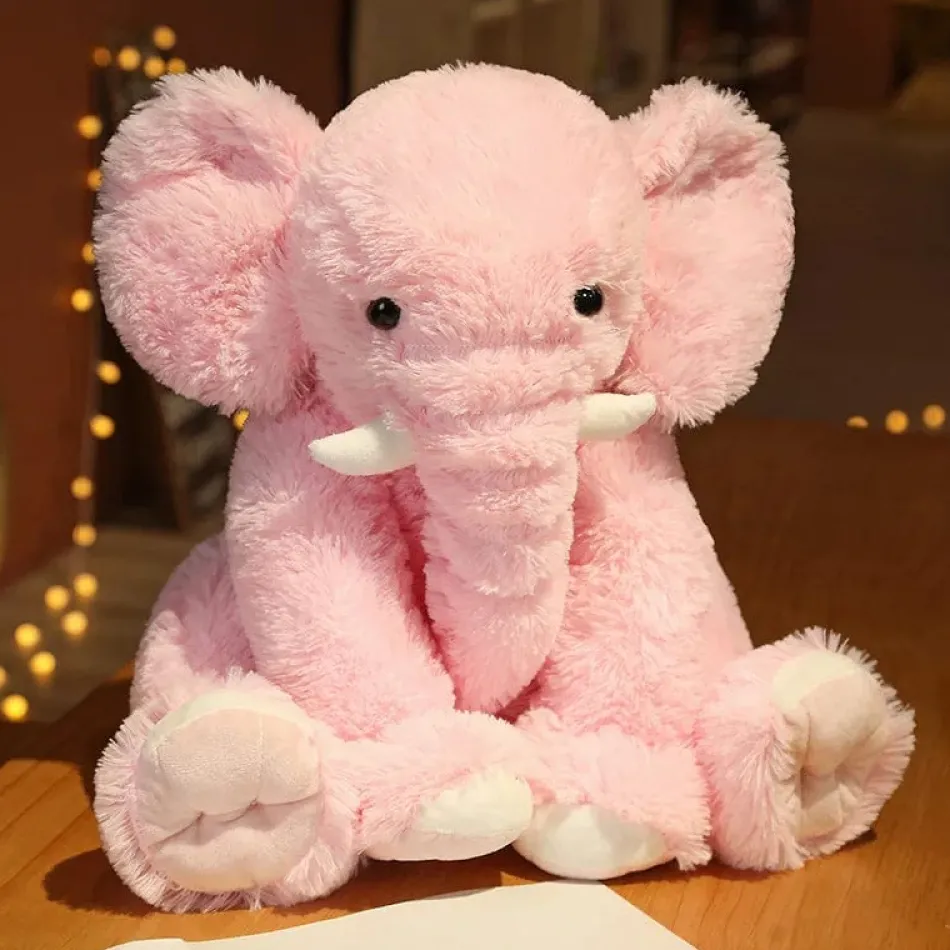 Online La compagnie de la peluche Peluche éléphant poilu aux petites défenses