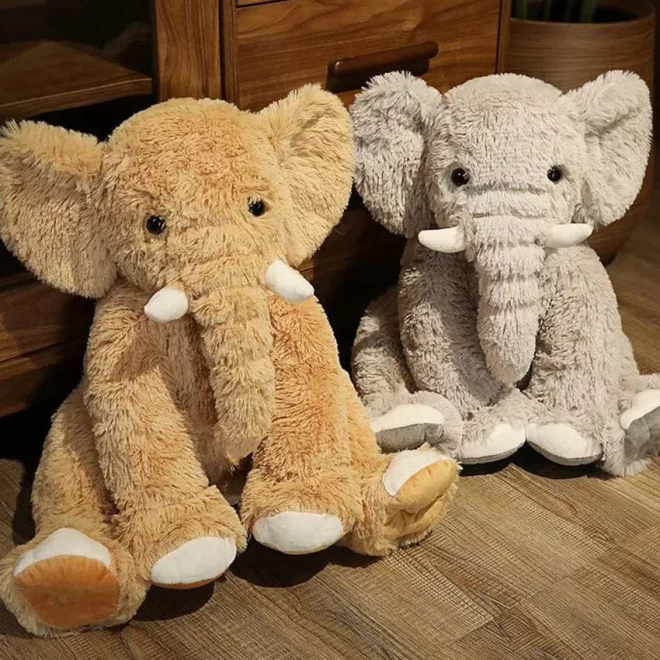 Online La compagnie de la peluche Peluche éléphant poilu aux petites défenses