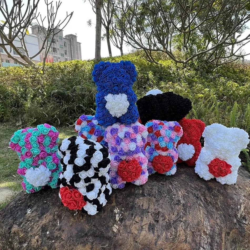 Best La compagnie de la peluche Peluche ourson en rose bicolore Saint-Valentin