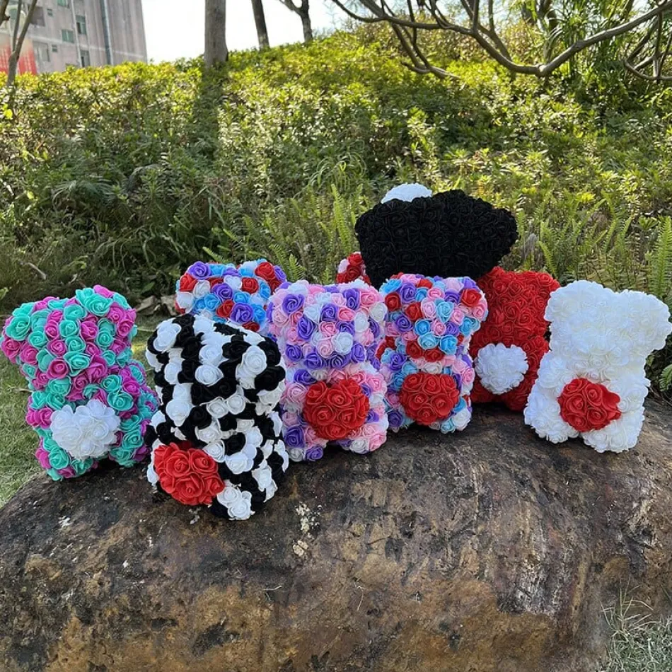 Best La compagnie de la peluche Peluche ourson en rose bicolore Saint-Valentin